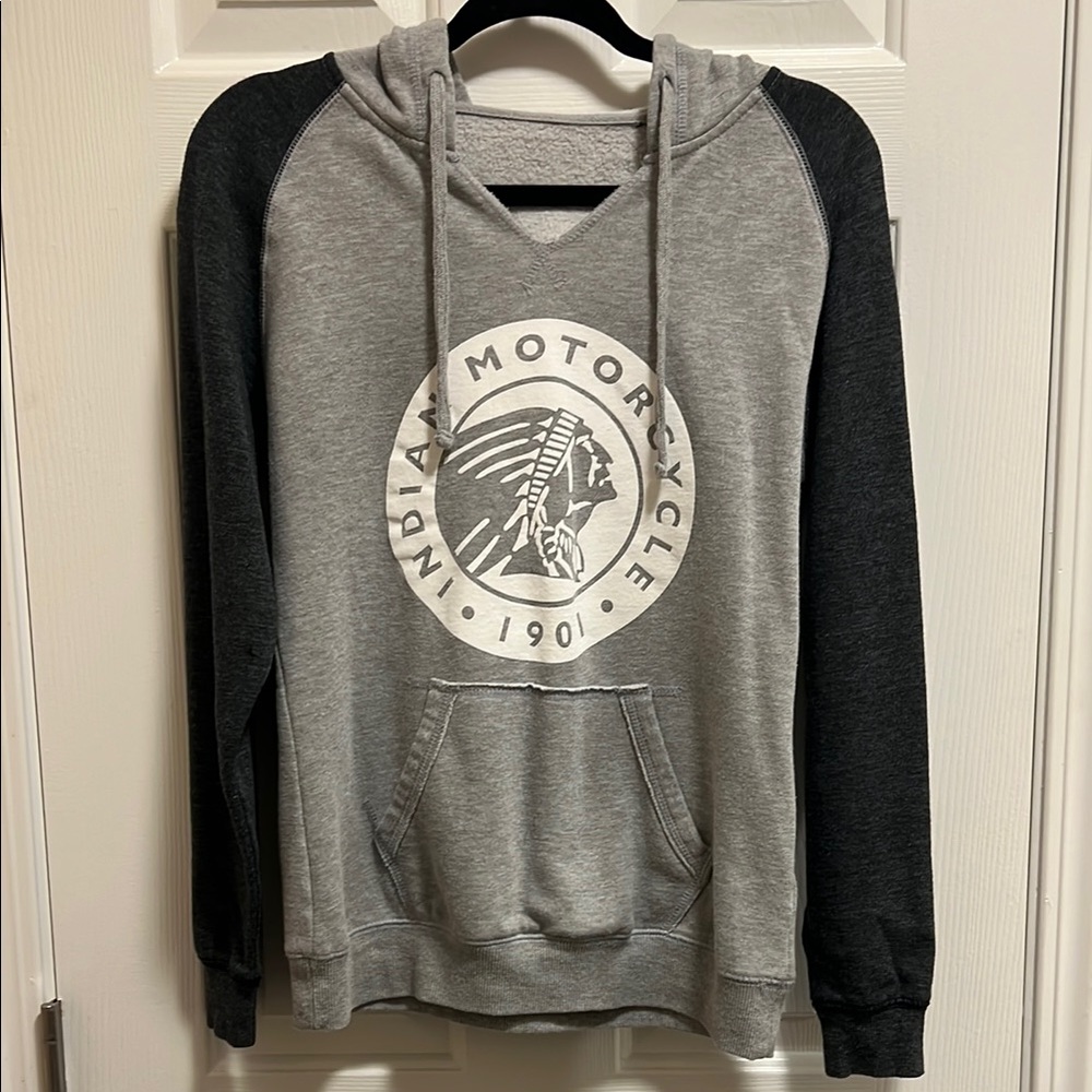 Indian Motorcycle Gray and Dark Gray Hoodie